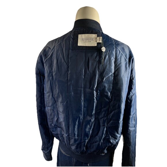 NEW Eleven Paris LA Collection Bomber Jacket Men's Sz L Navy Zip Up Streetwear - Picture 6 of 12